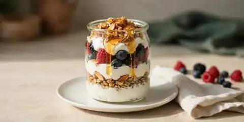 Iogurte Proteico com Aveia, Granola e Mirtilo